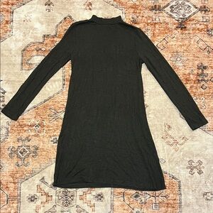 Adrienne Vittadini Heathered Green/Charcoal Mock Neck Dress